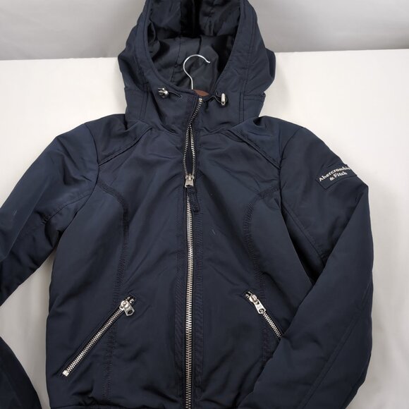 Abercombie & Fitch Girls/Kids Black Jacket Pink Lining Insulated Full Zip, Small - Picture 3 of 12